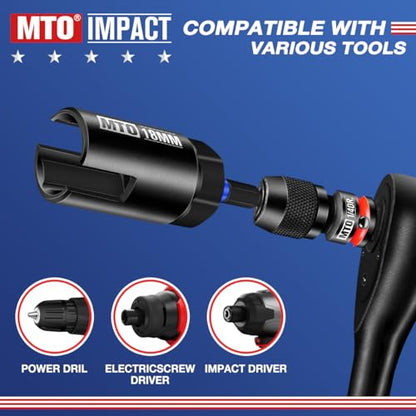 MTO Wing Nut Driver Set 4PCS, 9mm 12mm 15mm 18mm, 1/4” Hex Shank Wing Nut Driver Bit Set, for Hook Bolt Installation, Wire Twisting