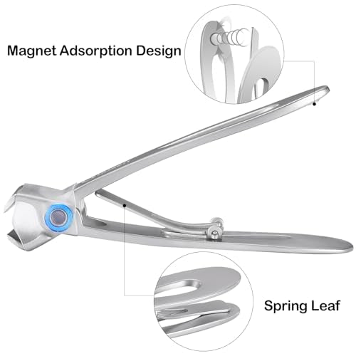 Nail Clippers with Catcher - Anti Splash Wide Jaw Opening Thick Toenail Clippers for Seniors | Self-Collecting Fingernail Cutter Heavy Duty Toe Nail Clippers for Men & Women | Silver | L - color: Silver (L)