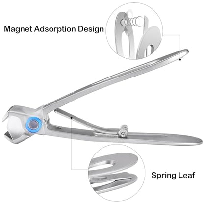 Nail Clippers with Catcher - Anti Splash Wide Jaw Opening Thick Toenail Clippers for Seniors | Self-Collecting Fingernail Cutter Heavy Duty Toe Nail Clippers for Men & Women | Silver | L - color: Silver (L)