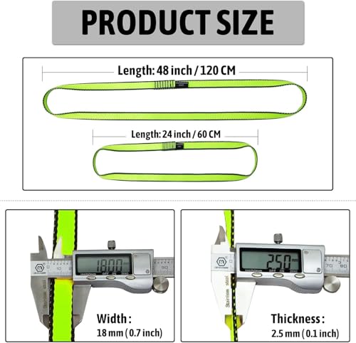 KIKIGOAL 18MM Nylon Climbing Sling Runner 23KN CE2008/EN566 Rock Climbing Webbing Straps for Outdoor Climbing, Rappelling, Swing, Yoga Hammock etc - size: 120 cm (48 inches), style: 2PCS GREEN