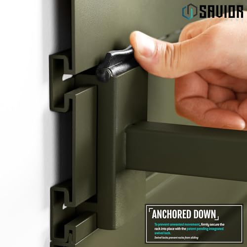 Savior Equipment Wall Rack System Tactical Vest Attachment Gear Wall Mount Display Rack Organizer, Adjustable Width, Heavy-Duty Steel Construction Hold Up to 40 lbs - color: Olive Drab Green