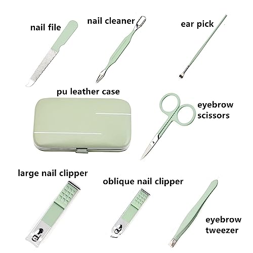 Manicure Set Nail Clipper Set Women Men Nail Clippers Kit Nail Care Kit | Fingernail Toenail Cutters Personal Care Tools Manicure Pedicure with Travel Case Nail Grooming Kit Gifts for Women Men - color: Green
