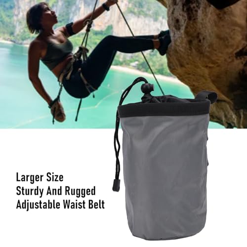 Drfeify Climbing Chalk Bag, Oxford Fabric with Fleece Lining Adjustable Drawstring & Zippered Pocket for Rock Climbing, Weightlifting, Gymnastics