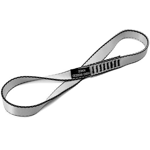 18mm Nylon Climbing Sling Runner 23KN-CE2008 EN566 Certified Webbing Straps | Climbing Sling for Rock Climbing, Rappelling, Arborist Tree Work, Hammock Rigging, Yoga Swing & Outdoor Safety Gear - color: Grey, size: 30cm