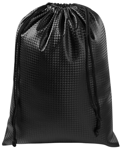PALTERWEAR Tech-Weave PU-Coated Drawstring Bags (Set of 5) Water-Resistant, Directional-Stretch Travel Organizers for Gym, Beauty, Tech Gear - Strong Wipe-Clean (Black 3D, 7 x 9 In) - size: 7 x 9 Inch