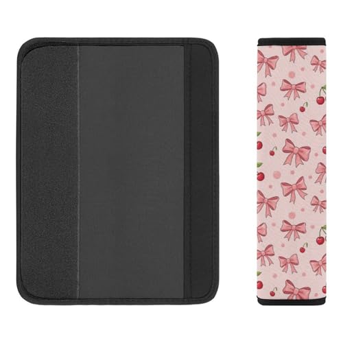 2PCS Bow Cherry Pink Car Seat Belt Pad Breathable Shoulder Protector for Girls and Boys, Most Cars, Anti-Slip Pad - color: Pattern 1081