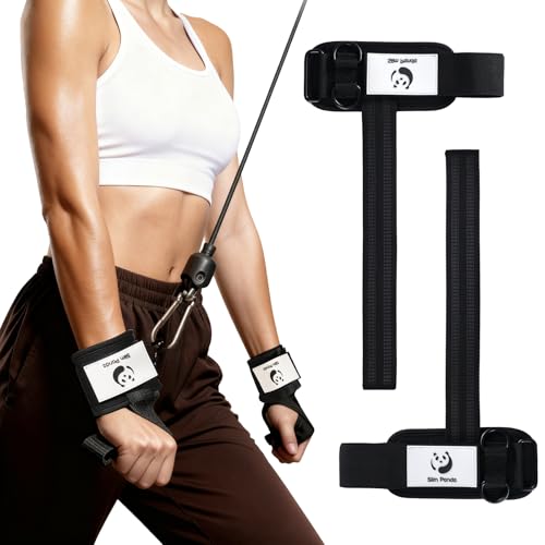 Slim Panda Weight Lifting Straps With Double Cuffed D Ring, Wrist Support for Men Women ,Heavy Duty Thick Comfortable Lifting Straps, Secure Fit, Enhanced Grip, Straps for Weightlifting & Strength Training - color: Black
