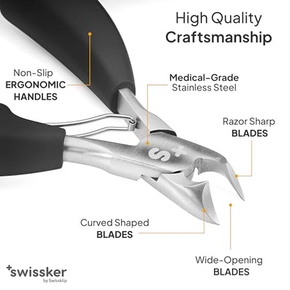 Swissker by Swissklip Heavy Duty Toenail Clippers for Men and Women – Professional Ergonomic Large Toe Nail Cutter & Trimmer for Thick Nails Seniors, Long Handle Ingrown Toe Nail Clipper