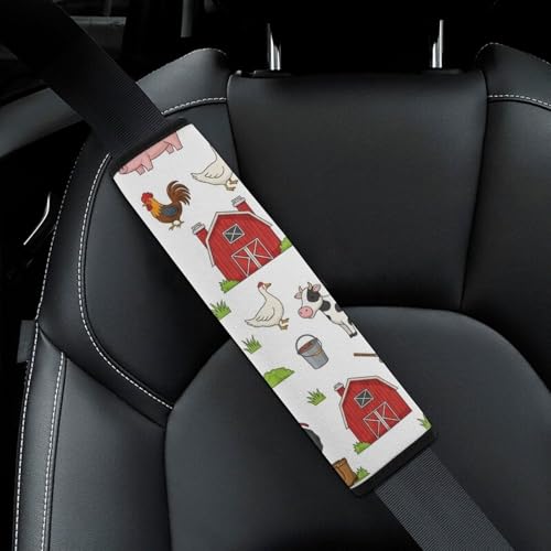 Universal Soft and Comfortable Car Seat Straps Shoulder Pads for Adult Use, Stroller Pushchair High Chair, 2PCS Farm Animal Farmhouse Barn Cow Chicken Pig Harness Pads Strap - color: Pattern 1169
