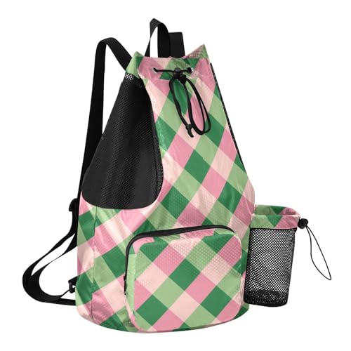 Blush Green Square Drawstring Backpack Climbing Gym Bag With Inside Pockets Wet and Dry Separation