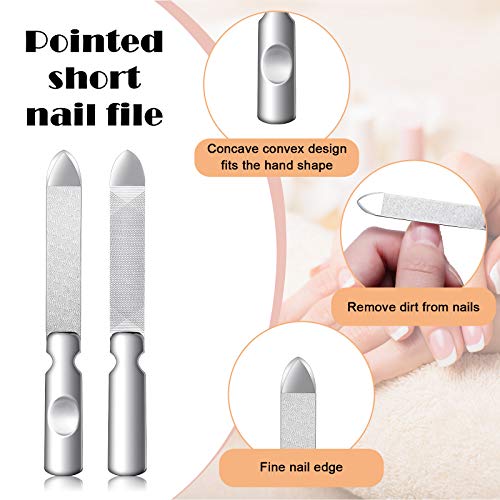 3 Pcs Stainless Steel Nail Files Kit with Leather Case, Double Sided Metal Nail Files with Anti-Slip Handle for Women and Men, Metal File Buffer Manicure Pedicure Tools for Fingernail Toenail(Black) - color: Black