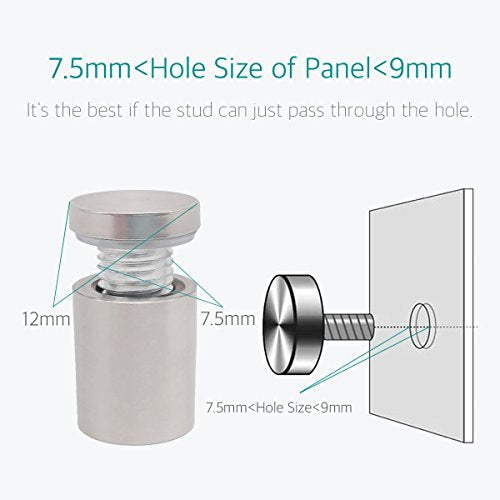 Lantee Sign Standoffs - 1/2" x 3/4" Glass Standoff Wall Mounts Screws Hardware Kit, Stainless Steel Standoff Bolts, 12x20mm, 20 Pcs - color: Silver, size: 1/2" x 3/4" / 12 x 20mm