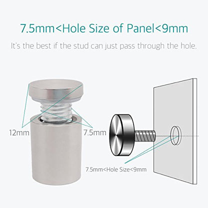 Lantee Sign Standoffs - 1/2" x 3/4" Glass Standoff Wall Mounts Screws Hardware Kit, Stainless Steel Standoff Bolts, 12x20mm, 20 Pcs - color: Silver, size: 1/2" x 3/4" / 12 x 20mm