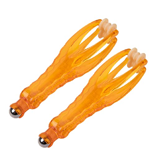 2 Pack Finger Massager,Finger Roller,Handheld Finger Massage Tool for Blood Circulation and Stress Relief,Plastic Double Rubber Roller Massager (with Steel Ball)