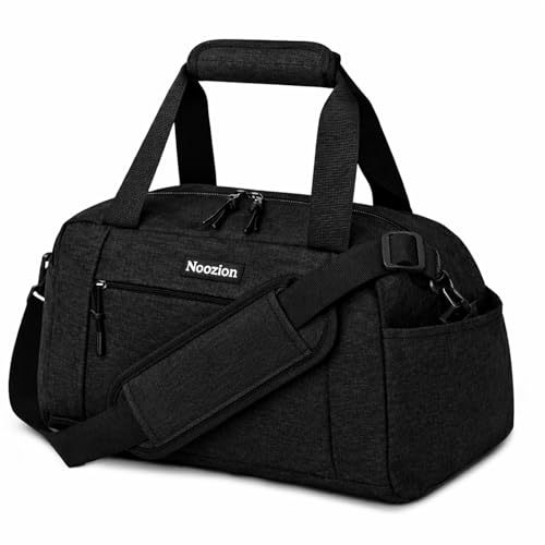 Noozion 14 inch Small Gym Bag for Women & Men, Lightweight Carry On Mini Duffle Bag with Multiple Pockets, Sports Bag for Travel and Workout. - color: Black