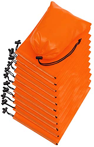 PALTERWEAR Nylon Drawstring Bags with Toggle (6 x 8 Inch, 12 Pack, Orange) Cinch and Ditty Pouch for Travel, Gym and Storage - color: Orange, size: 6 x 8 - 12 pack