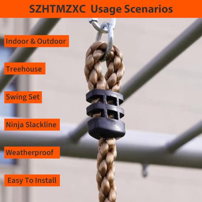 Kids Climbing Rope Swing with Platform Discs | Outdoor Tree Rope Ladder, Indoor Backyard Playground, Heavy Duty Tree Mount, Ninja Course Accessories - size: Ladder