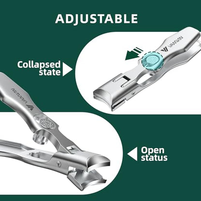 German Nail Clippers for Men Thick Nails, VANWIN Toenail Clippers for Seniors Large Wide Jaw Opening, Heavy Duty No Splash Fingernail Clipper with Safety Lock Nail Clippers with Catcher for Women - style: Silver
