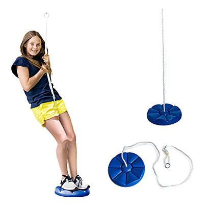 Squirrel Products Heavy Duty Blue Disc Tree Swing with Rope for Outdoor Play - Easy DIY Addition to Playset or Tree - color: Blue