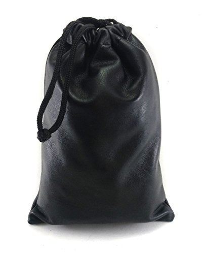 Multiple use Lambskin Leather Pouch with Drawstrings: (22 cm X 26 cm) - color: Black
