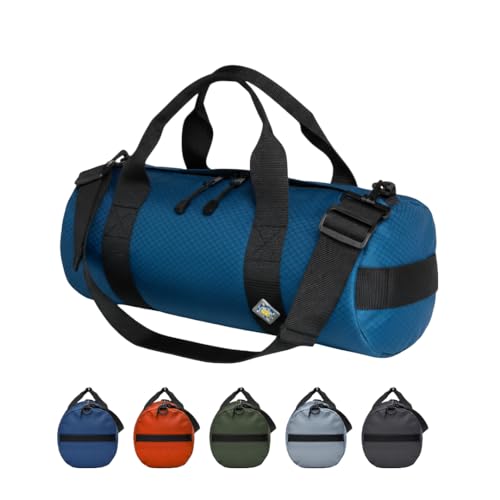 14L Compact Heavy Duty Duffle Bag, Weatherproof Ripstop Gym Travel Gear Bag | Folds flat for storage. #10 double-slider zipper with splash cover. Wraparound handles rated for heavy loads. - color: Pacific Blue, size: 08" x 18" (14 Liters)