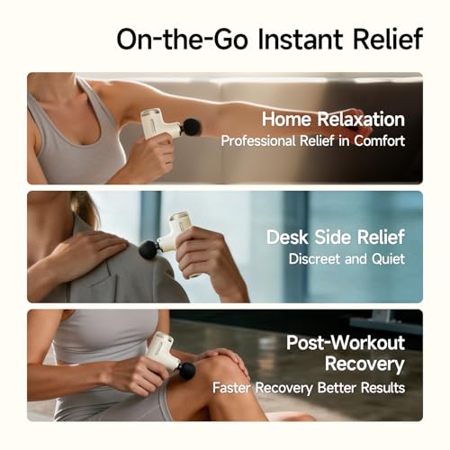 HEYCHY Super Mini Massage Gun with 4-10mm Amplitude, HSA, FSA Eligible | Travel Size,Quiet Operation, Muscle Recovery for Men Women Athletes - color: Pearl White
