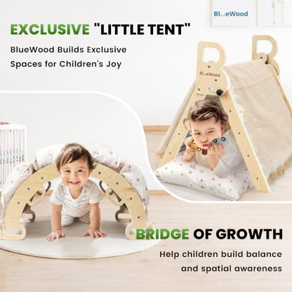 Pikler Triangle Set with Cushion, Wooden Climbing Toys for Toddler | Foldable 8-in-1 Montessori Philosophy Toddler Climbing Toys Indoor with Reversible Ramp, Arch and Ladder - Elegant Gray - color: Elegant Gray