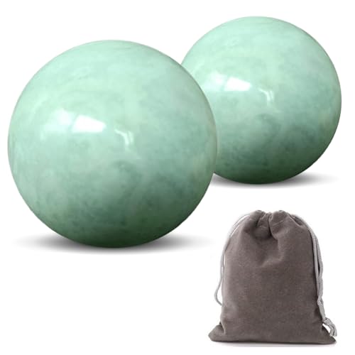 Traditional Chinese Baoding Balls, Marble Health Exercise Stress Relief Balls, Green, 2-Piece Set (Green, Medium-1.57") - color: Green, size: Medium-1.57"