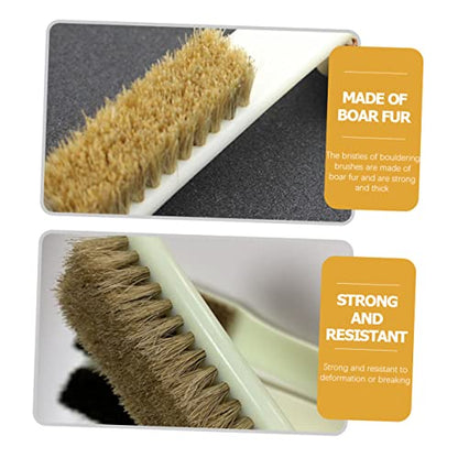 SOLUSTRE 2Pcs Climbing Brush Set Boar Hair Bristles and Sturdy Handle Rock Cleaning Tool for Bouldering and Chalk Removal