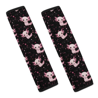 2 Pack Purple Pink Star Cute Animal Axolotl Car Seat Belt Pad Breathable Shoulder Harness Cover for Adult Use, Stroller Pushchair High Chair, Pressure Relief - color: Pattern 1075