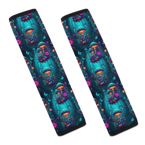 2PCS Glowing Mushroom Dark Car Seat Belt Pad Universal Fit Seat Belt Covers Cushion for Kids, Car Seats Pushchair Strollers High Chair Pushchair, Easy Install (No Tool) - color: Pattern 1227