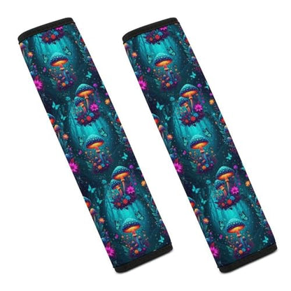 2PCS Glowing Mushroom Dark Car Seat Belt Pad Universal Fit Seat Belt Covers Cushion for Kids, Car Seats Pushchair Strollers High Chair Pushchair, Easy Install (No Tool) - color: Pattern 1227