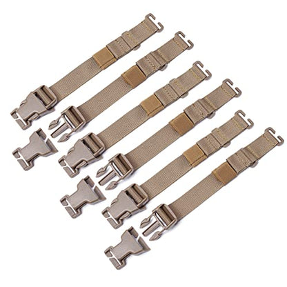 6 Pcs MOLLE Tactical Straps Adjustable Backpack Straps Attachment Webbing - color: Khaki