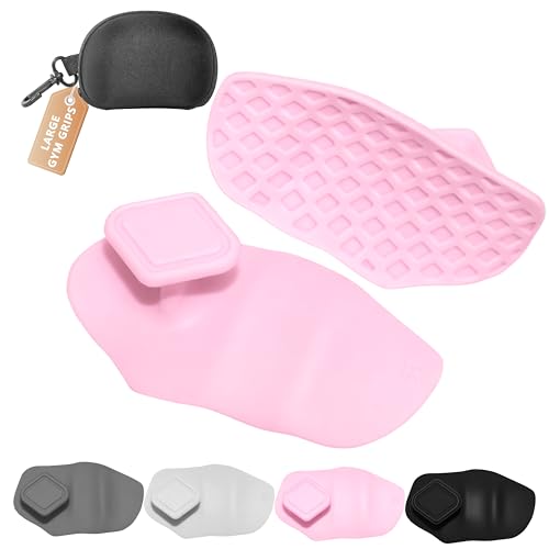 Silicone Gym Grips for Weight Lifting,Workout Gloves Alternative | Anti Slip Gym Workout Grip for Women Men,Rubber Gym Hand Grips-Weightlifting Grips Pad for Barbell,Pull Up,Ryptfit,Training - color: pink, size: Large
