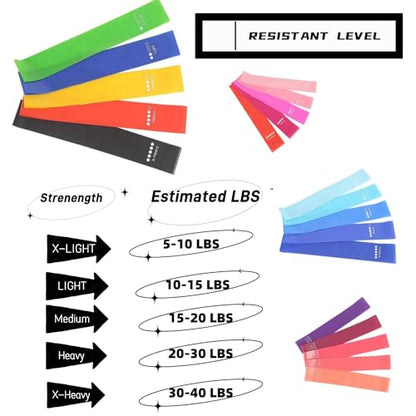 Cekaso Resistance Exercise Bands with 5 Resistance Levels for Strength Training and Physical Therapy, 5 vary - size: Peach