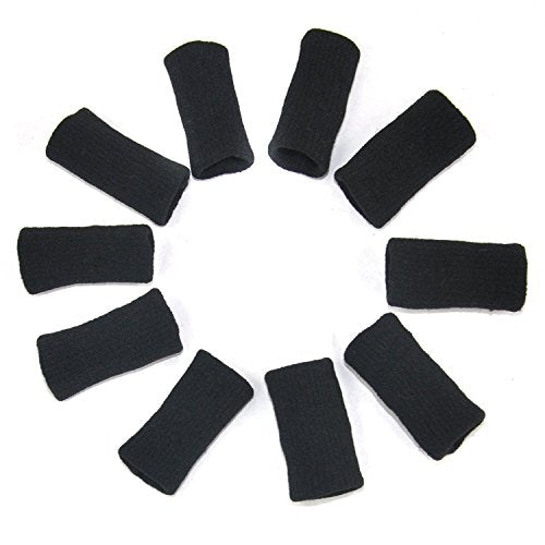 10PCS Stretchy Finger Protector Sleeve, Support Arthritis Sports Aid(Black) - color: Black