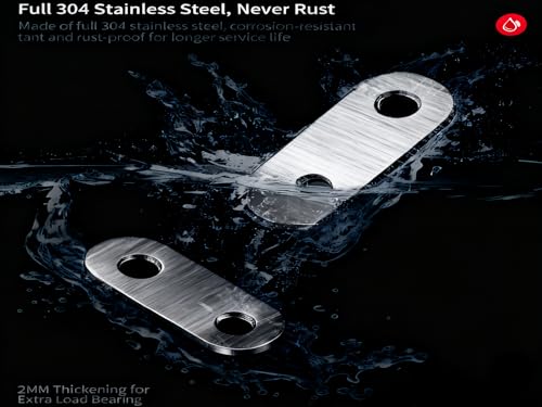 10PACK 3INCH X 0.6INCH Stainless Steel Straight Flat Bracket Repair Plate Brace,Mending Joining Plates for Wood, Board, Bed Frame, Furniture & Shelves,with Screws - size: 10PACK 3INCH X 0.6INCH