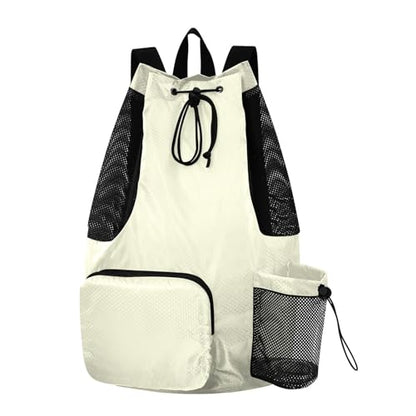 Light Yellow Mens Drawstring Bags Climbing Gym Bag with Water Bottle Pocket Cinch Bags Wet and Dry Separation