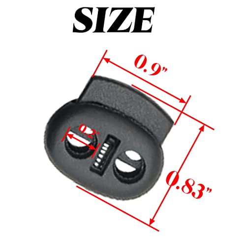 TIHOOD 100PCS Plastic Cord Lock End Toggle Double Hole Spring Stopper Fastener Slider Toggles End