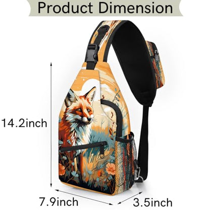 Animal Fox Sling Bags for Women Men, Waterproof Crossbody Sling Backpack Travel Outdoor Sports Chest Bag - color: Yellow