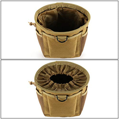 FRTKK Tactical Molle Drawstring Magazine Dump Pouch Outdoor Ammo Pouch, Adjustable Military Utility Belt Fanny Hip Holster Bag - color: 2 Pack-Tan