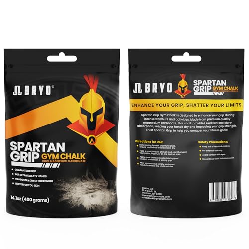 BRYO Spartan Grip Loose Chalk Bag Refill - 14.1oz - Premium Sports Chalk for Enhanced Grip - Ideal for Weightlifting, Climbing, Gymnastics, and More | Loose 14.1 oz sports chalk improves grip for weightlifting, climbing, gymnastics, powerlifting, and trai