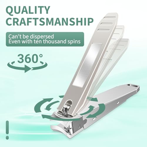 Nail Clippers for Men with Catcher, CLPPNA 2-Pack Large & Small Anti-Splash Nail Clippers Set, Ultra Sharp Sturdy Fingernail and Toenail Clipper Cutters for Men Women, Nickel Color - style: Gold(3PCS Big&Small)