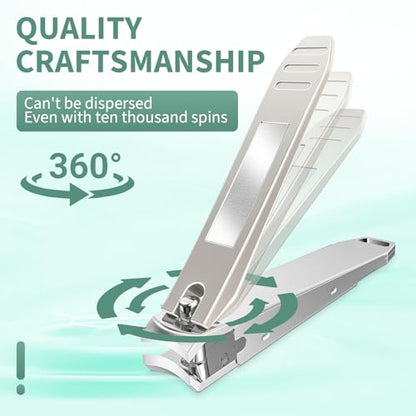 Nail Clippers for Men with Catcher, CLPPNA 2-Pack Large & Small Anti-Splash Nail Clippers Set, Ultra Sharp Sturdy Fingernail and Toenail Clipper Cutters for Men Women, Nickel Color - style: Gold(3PCS Big&Small)
