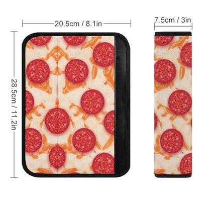 2 Pack Pepperoni Pizza Realistic Food Car Seat Straps Shoulder Pads Universal Fit Neck Strap Covers for Adults and Children, All Vehicles, Pressure Relief - color: Pattern 753