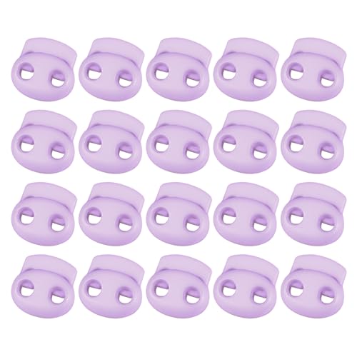 uxcell Plastic Spring Cord Locks, 20Pcs Shoe Lace Tie Lock, Double-Hole Slider Toggles Clip End Stopper Fastener for Drawstrings Paracord (Light Purple) - color: Light Purple