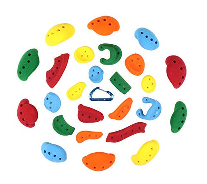 Atomik Rock Climbing Holds Set of 25 Screw-On Holds Style 2 in Assorted Bright Tones