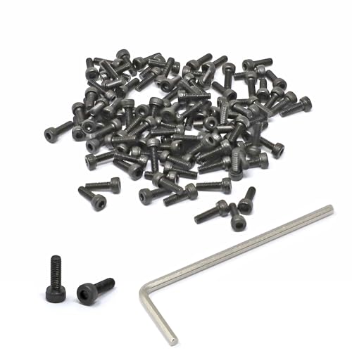 iexcell 100 Pcs M2.5 x 8mm Thread Pitch 0.45 mm Alloy Steel 12.9 Grade Hex Socket Head Cap Screws Bolts Kit, Black Oxide Finish - size: M2.5 x 8mm