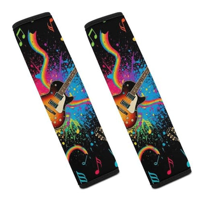 2 Pack Guitar Music Rock Musical Guitar Players Car Seat Straps Shoulder Pads Soft Padded Seat Belt Cushion for Kids, All Vehicles, Pressure Relief - color: Pattern 350