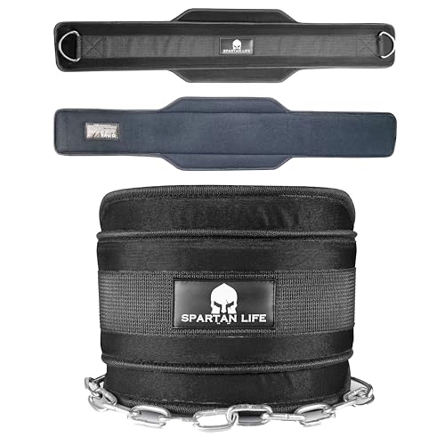 Dip Belt for Weightlifting, Weighted Belt with Chain for Pullup, Gym Lifting Belt for Powerlifting, Squat, Bodybuilding, Heavy Duty Steel, Workout Belt with Comfortable Neoprene Support - color: Black